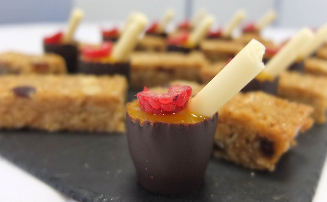 Sweet treats presented on a slate serving platter