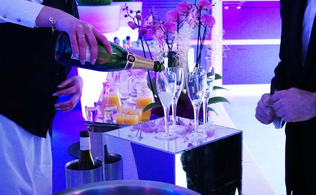 Champagne being poured at an event at The Ark Conference Centre